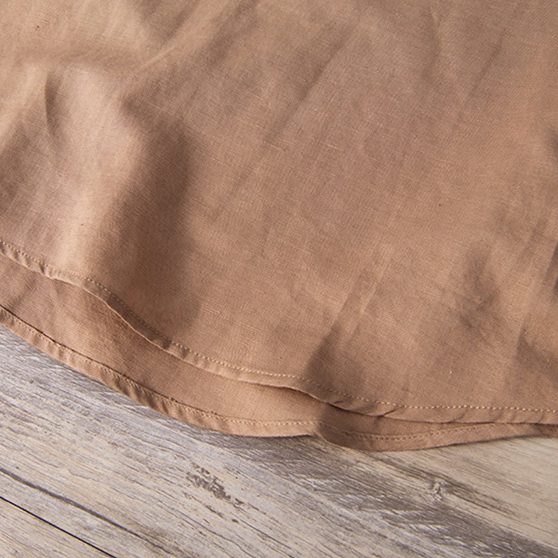 Buddha Stones Daily Plain Patch Color Matching Design Men's Short Sleeve Cotton Linen Shirt - image 16