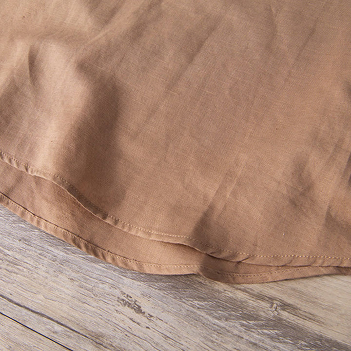 Buddha Stones Daily Plain Patch Color Matching Design Men's Short Sleeve Cotton Linen Shirt - image 16