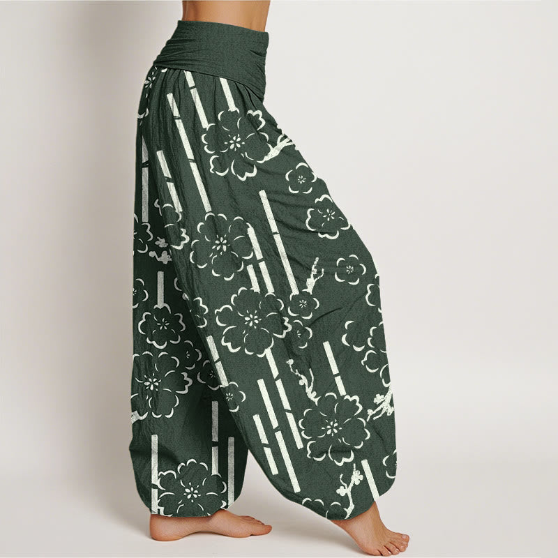 Buddha Stones Floral Lines Pattern Design Women's Elastic Waist Harem Pants - image 2