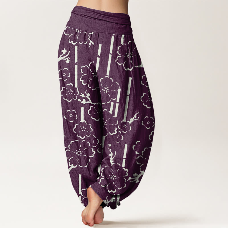 Buddha Stones Floral Lines Pattern Design Women's Elastic Waist Harem Pants - image 8