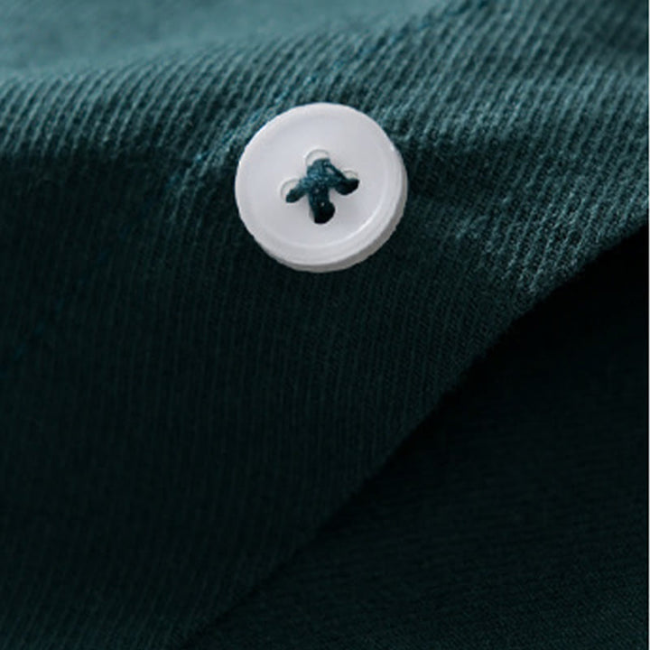 Buddha Stones Daily Pure Color Lapel Men's Short Sleeve Cotton Linen Shirt With Pockets - image 11