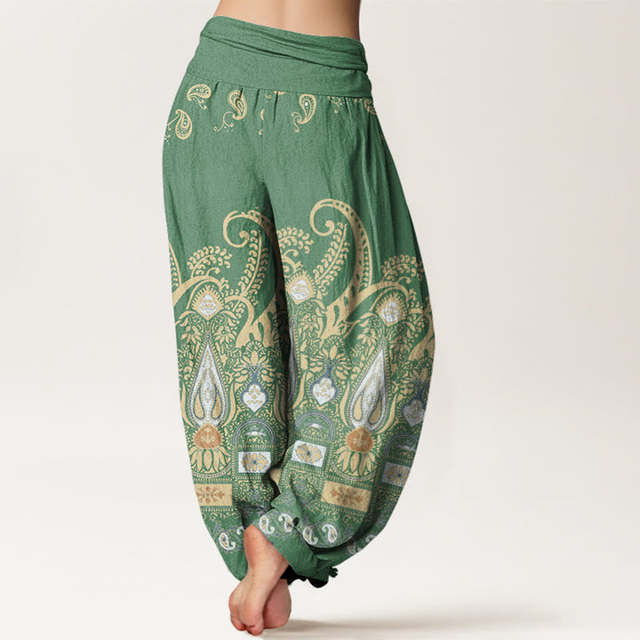 Buddha Stones Paisley Floral Pattern Women's Elastic Waist Harem Pants - image 5