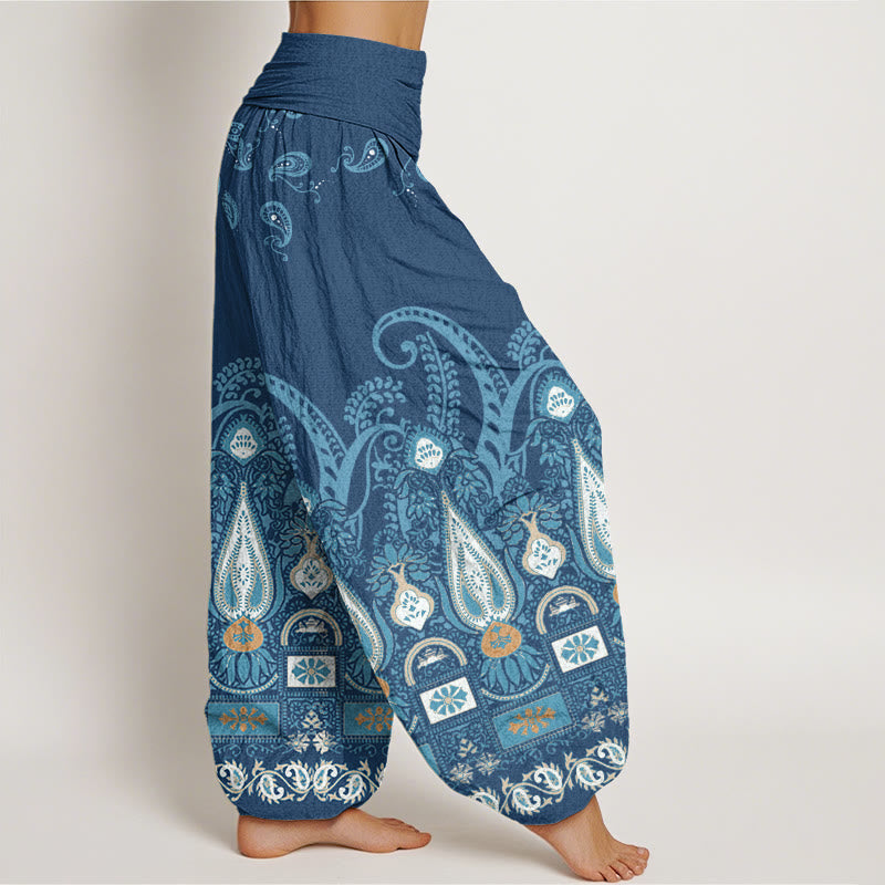 Buddha Stones Paisley Floral Pattern Women's Elastic Waist Harem Pants - image 9