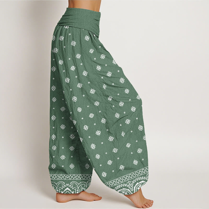 Buddha Stones Paisley Geometric Pattern Women's Elastic Waist Harem Pants - image 2