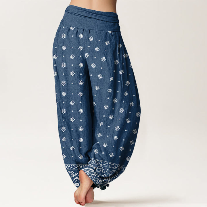 Buddha Stones Paisley Geometric Pattern Women's Elastic Waist Harem Pants - image 5