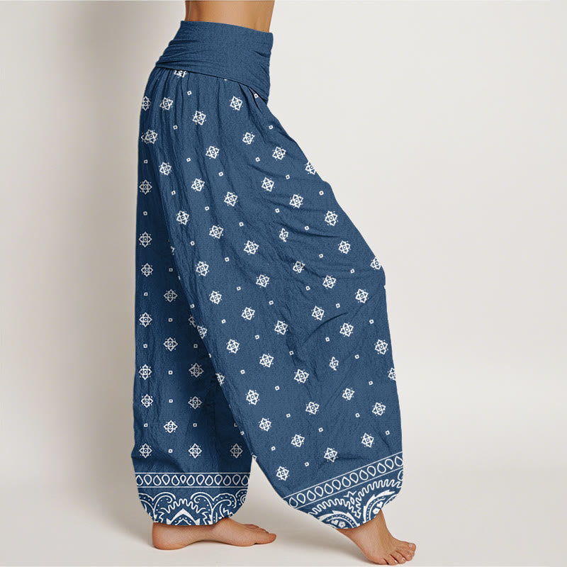 Buddha Stones Paisley Geometric Pattern Women's Elastic Waist Harem Pants - image 6