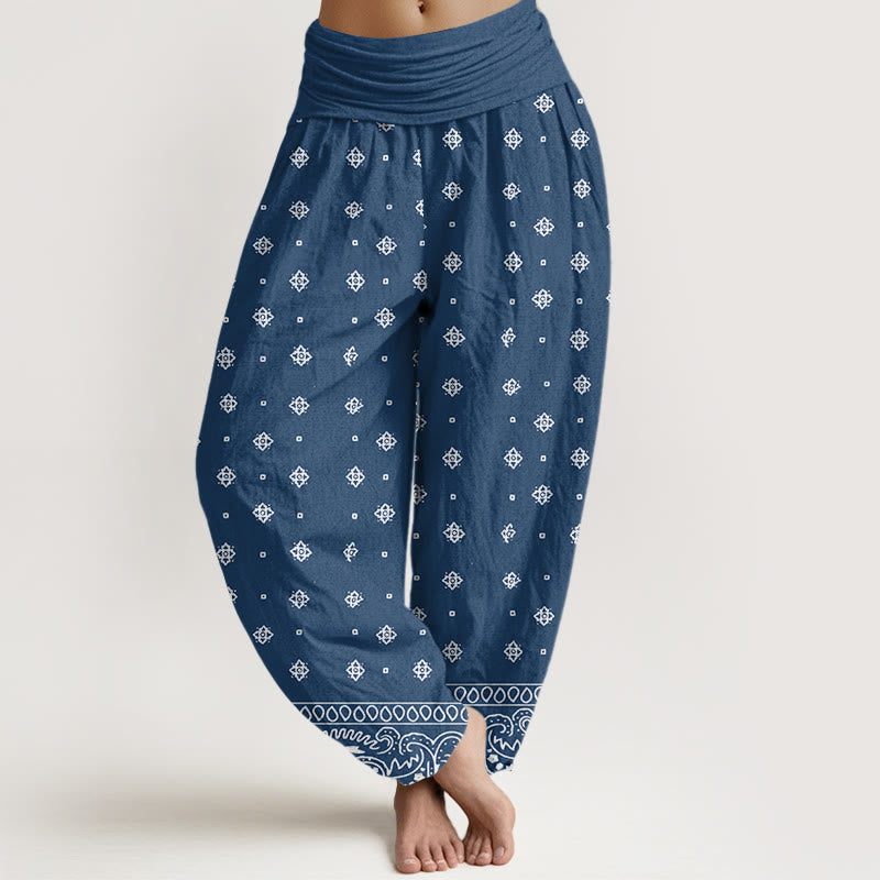 Buddha Stones Paisley Geometric Pattern Women's Elastic Waist Harem Pants - SteelBlue - US22，UK/AU26，EU54 (6XL) - image 4
