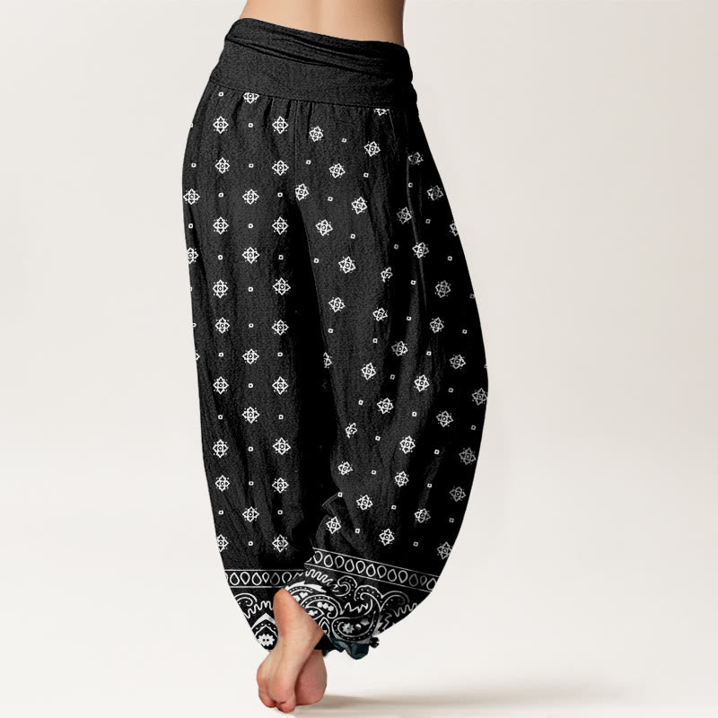 Buddha Stones Paisley Geometric Pattern Women's Elastic Waist Harem Pants - image 8