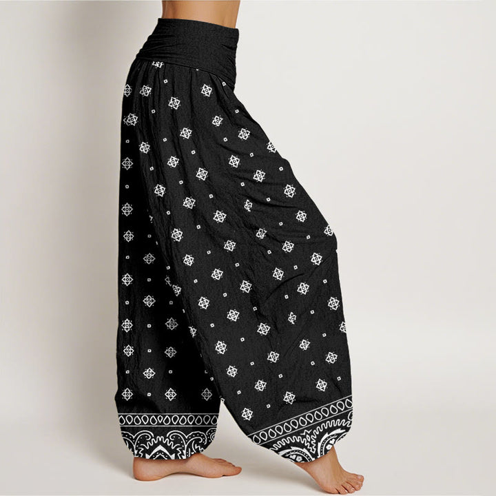 Buddha Stones Paisley Geometric Pattern Women's Elastic Waist Harem Pants - image 9