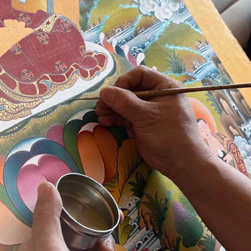 Buddha Stones Tibetan Thangka Painting Healing Handmade Decoration(Random Style) - image 11