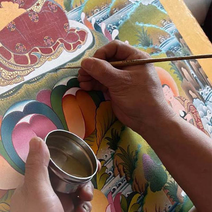 Buddha Stones Tibetan Thangka Painting Om Mani Padme Hum Dragon Phoenix Scripture Handmade Decoration(Random Style) - image 19