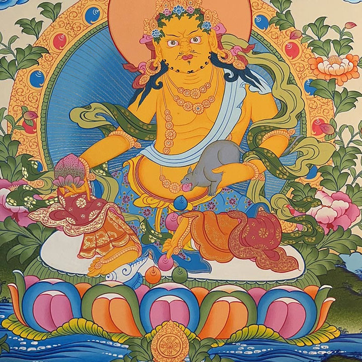Buddha Stones Tibetan Thangka Painting Yellow God of Wealth Green Tara Avalokitesvara Handmade Decoration Blind Box(Random Style) - image 2