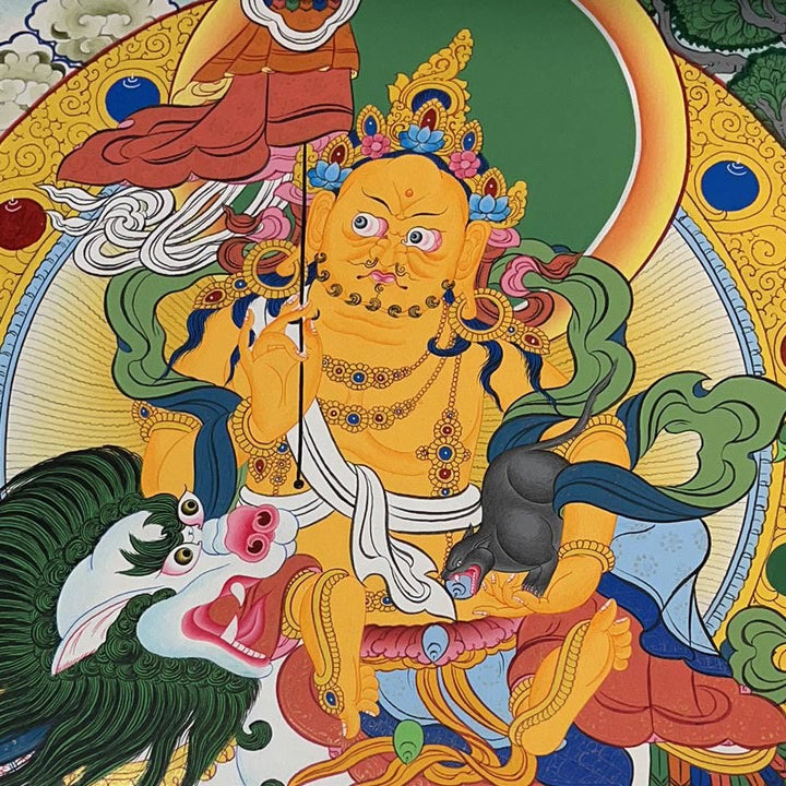 Buddha Stones Tibetan Thangka Painting Yellow God of Wealth Green Tara Avalokitesvara Handmade Decoration Blind Box(Random Style) - image 4