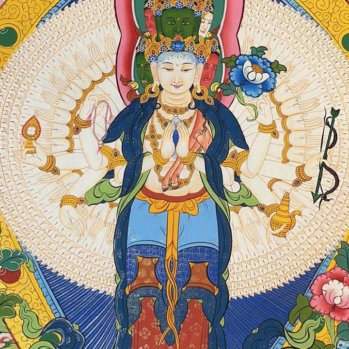 Buddha Stones Tibetan Thangka Painting Yellow God of Wealth Green Tara Avalokitesvara Handmade Decoration Blind Box(Random Style) - image 6