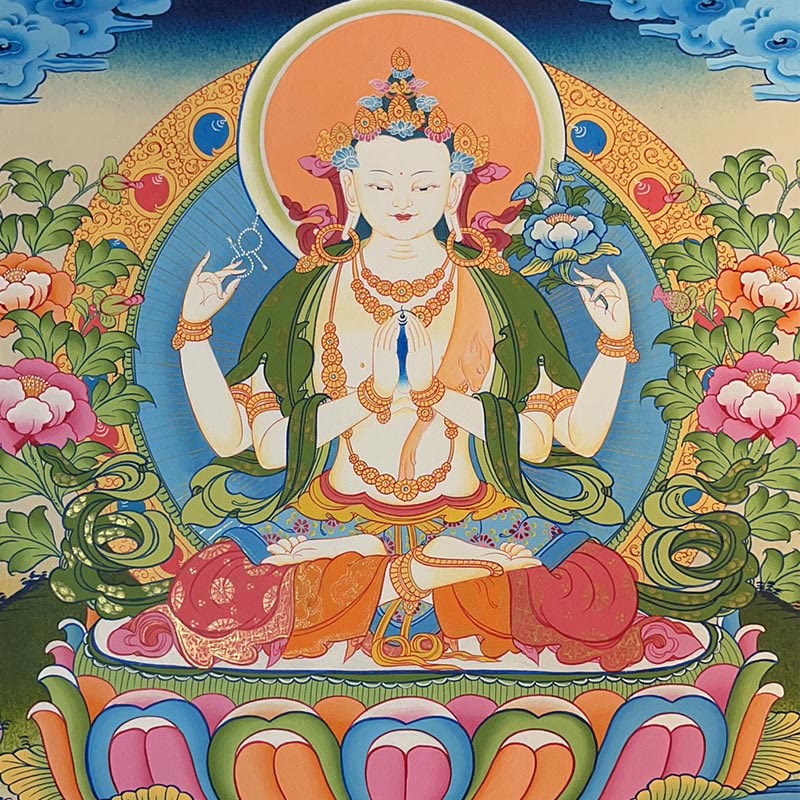 Buddha Stones Tibetan Thangka Painting Yellow God of Wealth Green Tara Avalokitesvara Handmade Decoration Blind Box(Random Style) - image 14