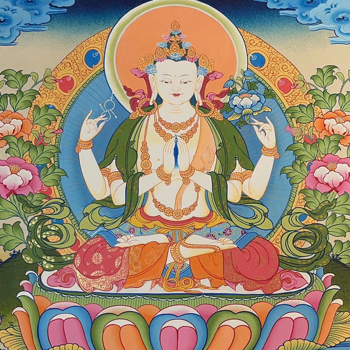 Buddha Stones Tibetan Thangka Painting Yellow God of Wealth Green Tara Avalokitesvara Handmade Decoration Blind Box(Random Style) - image 14