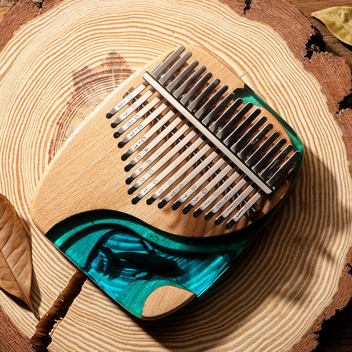 Buddha Stones Kalimba 17/21 Keys Thumb Piano Beech Wood Deep Sea Blue Whale Portable Finger Piano - 17 Keys Blue Whale - image 12