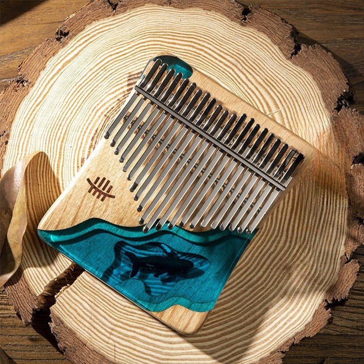 Buddha Stones Kalimba 17/21 Keys Thumb Piano Beech Wood Deep Sea Blue Whale Portable Finger Piano - image 1