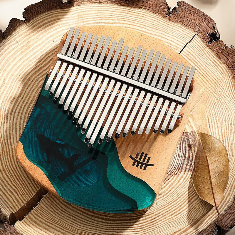 Buddha Stones Kalimba 17/21 Keys Thumb Piano Beech Wood Deep Sea Blue Whale Portable Finger Piano - 21 Keys Blue Whale - image 13