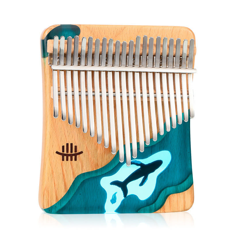 Buddha Stones Kalimba 17/21 Keys Thumb Piano Beech Wood Deep Sea Blue Whale Portable Finger Piano - image 8