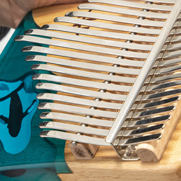 Buddha Stones Kalimba 17/21 Keys Thumb Piano Beech Wood Deep Sea Blue Whale Portable Finger Piano - image 5