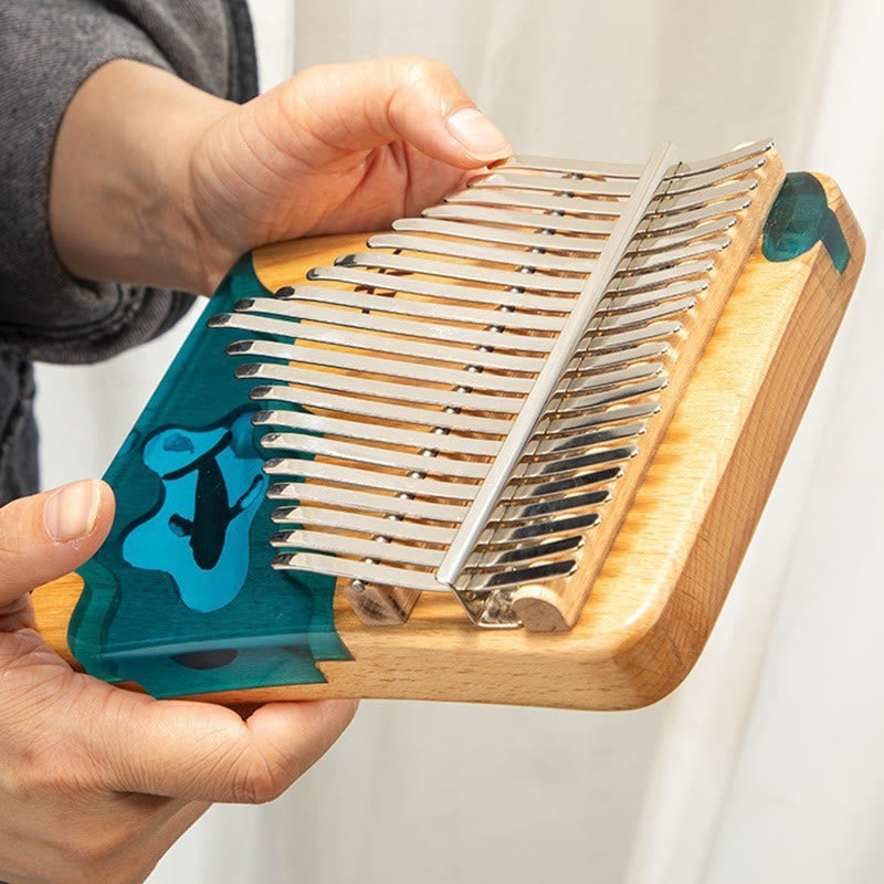 Buddha Stones Kalimba 17/21 Keys Thumb Piano Beech Wood Deep Sea Blue Whale Portable Finger Piano - image 4