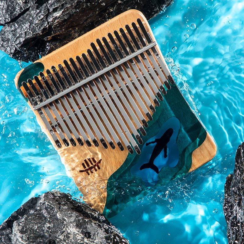 Buddha Stones Kalimba 17/21 Keys Thumb Piano Beech Wood Deep Sea Blue Whale Portable Finger Piano - image 2