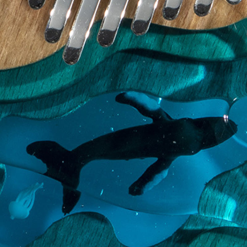 Buddha Stones Kalimba 17/21 Keys Thumb Piano Beech Wood Deep Sea Blue Whale Portable Finger Piano - image 7