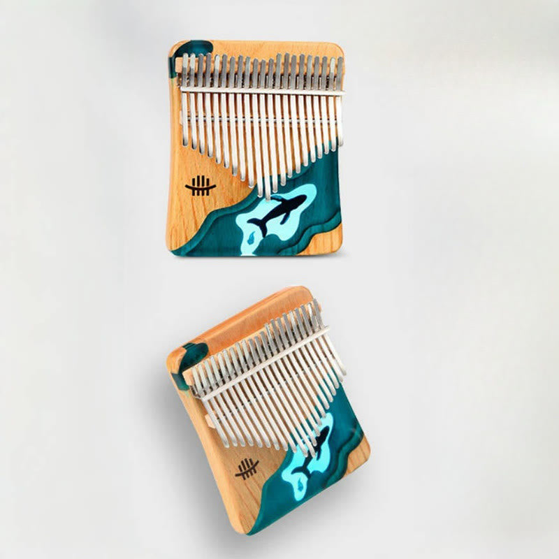 Buddha Stones Kalimba 17/21 Keys Thumb Piano Beech Wood Deep Sea Blue Whale Portable Finger Piano - image 10