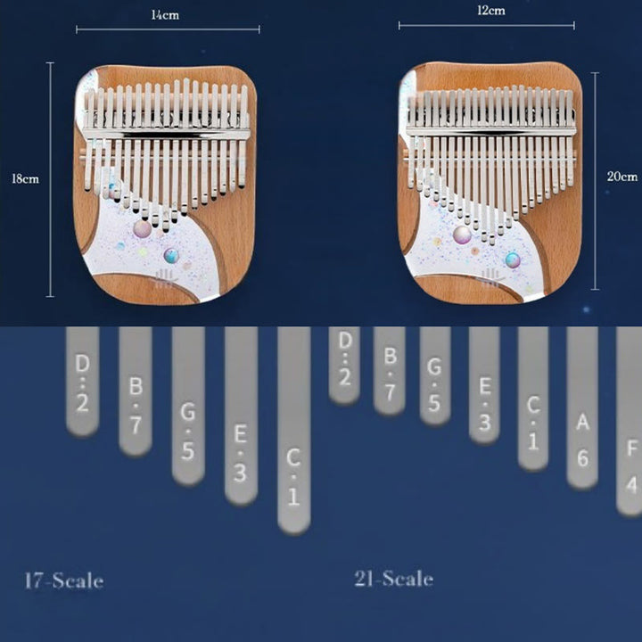 Buddha Stones Kalimba 17/21 Keys Thumb Piano Beech Wood Planet Universe Portable Finger Piano - image 13