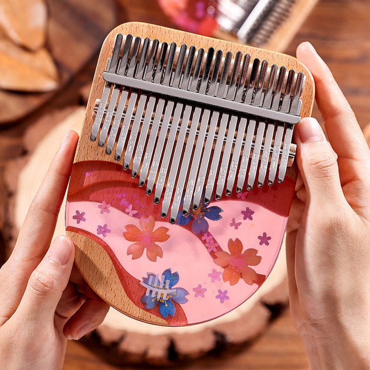 Buddha Stones Kalimba 17/21 Keys Thumb Piano Beech Wood Pink Cherry Portable Finger Piano - Cherry 21 Keys - image 14