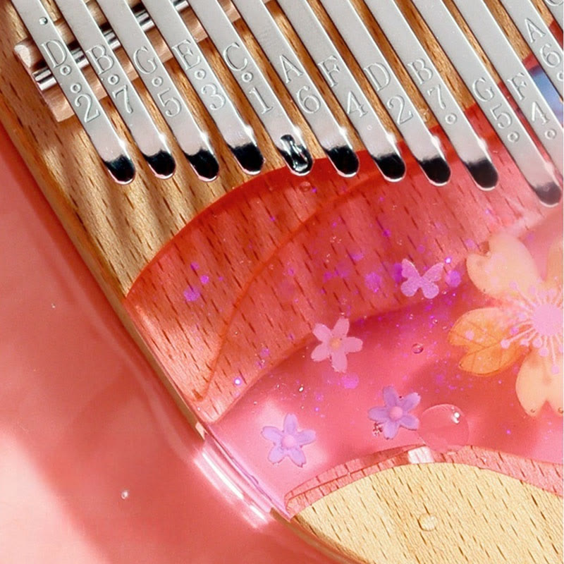 Buddha Stones Kalimba 17/21 Keys Thumb Piano Beech Wood Pink Cherry Portable Finger Piano - image 7