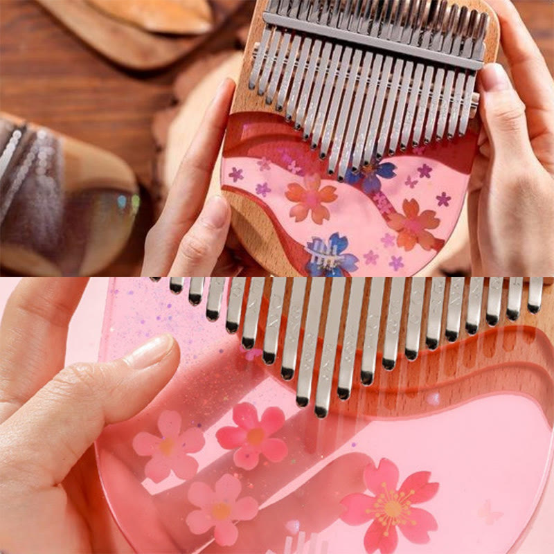 Buddha Stones Kalimba 17/21 Keys Thumb Piano Beech Wood Pink Cherry Portable Finger Piano - image 11