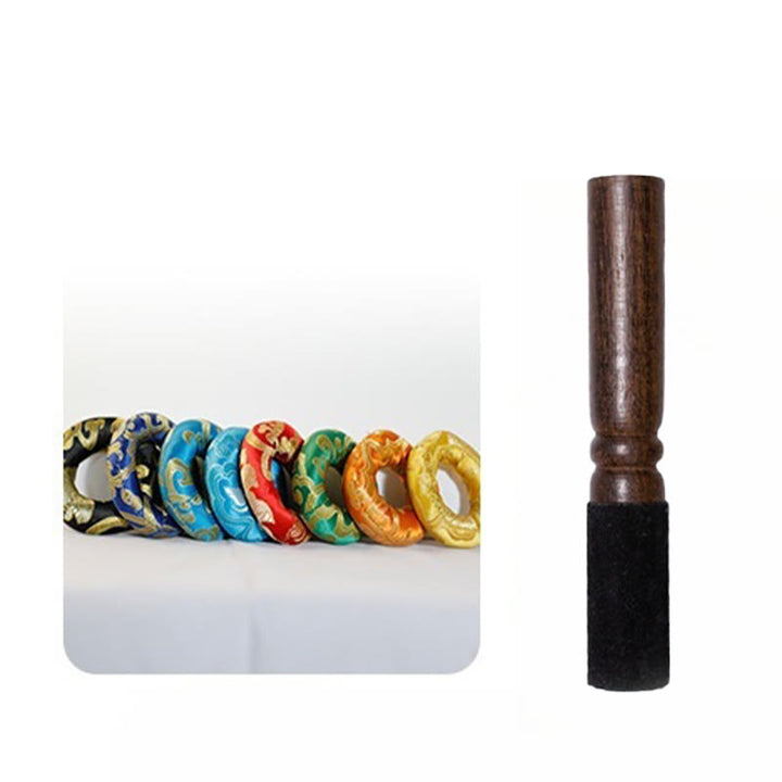 Buddha Stones Handcrafted Singing Bowl Scripture Pattern for Healing and Meditation Sound Bowl Set - image 15