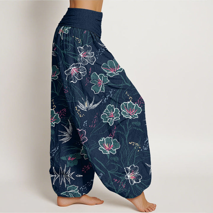 Buddha Stones Casual Tropical Flowers Foliage Pattern Women's Elastic Waist Harem Pants - image 2