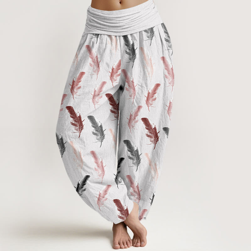 Buddha Stones Casual Tropical Flowers Foliage Pattern Women's Elastic Waist Harem Pants - WhiteSmoke - US22，UK/AU26，EU54 (6XL) - image 0