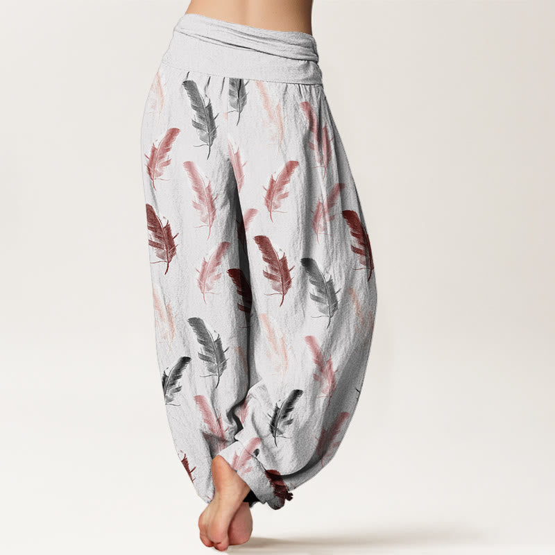 Buddha Stones Casual Tropical Flowers Foliage Pattern Women's Elastic Waist Harem Pants - image 1