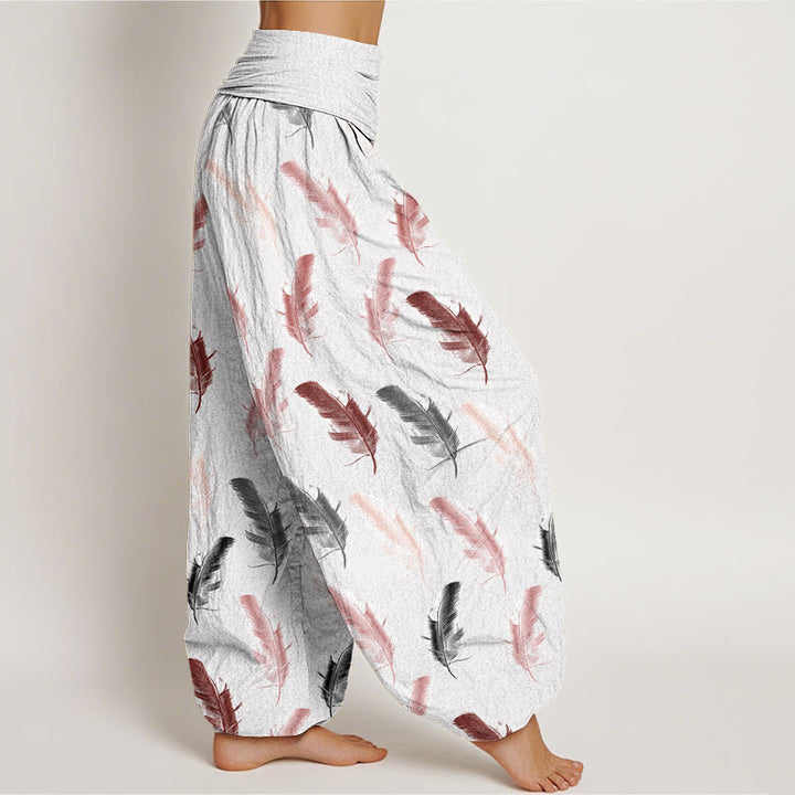 Buddha Stones Casual Tropical Flowers Foliage Pattern Women's Elastic Waist Harem Pants - image 2
