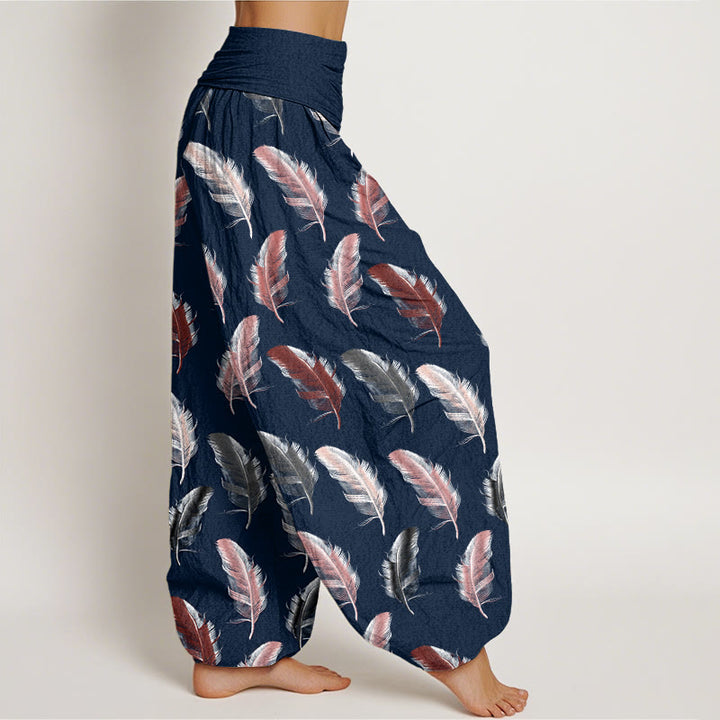 Buddha Stones Casual Tropical Flowers Foliage Pattern Women's Elastic Waist Harem Pants - image 9