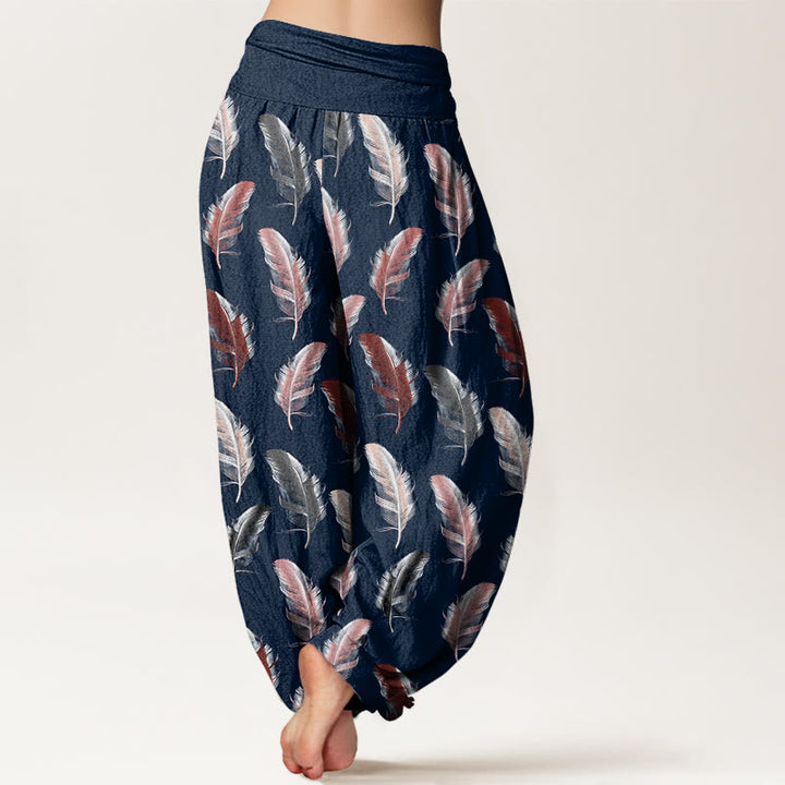 Buddha Stones Casual Tropical Flowers Foliage Pattern Women's Elastic Waist Harem Pants - image 8