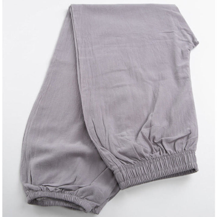 Buddha Stones Summer Solid Color Unisex Elastic Waist Tai Chi Qigong Practice Pants With Pockets - image 2