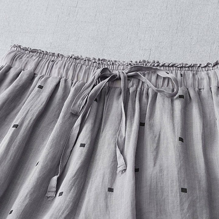 Buddha Stones Summer Casual Polka Dot Pattern Design Cotton Linen Women's Wide Leg Pants With Pockets - image 3