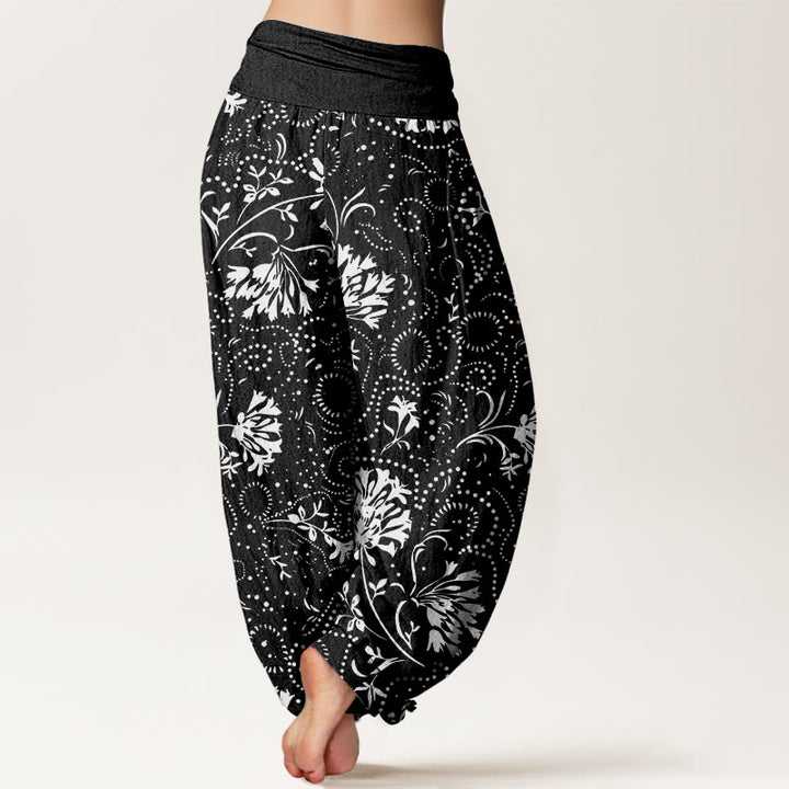 Buddha Stones Casual Floral Vine Plant Pattern Women's Elastic Waist Harem Pants - image 6