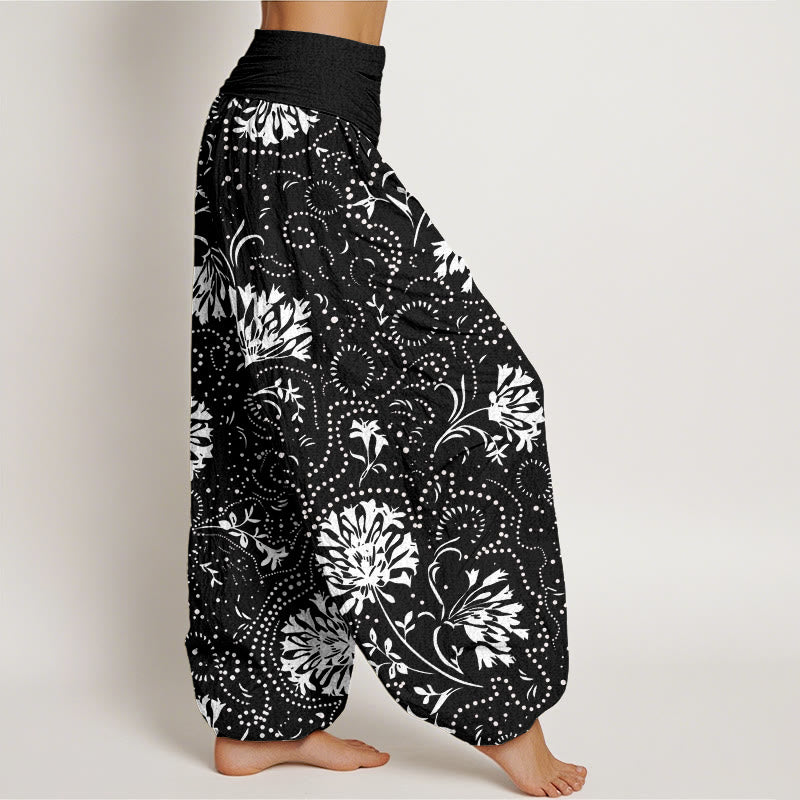 Buddha Stones Casual Floral Vine Plant Pattern Women's Elastic Waist Harem Pants - image 5