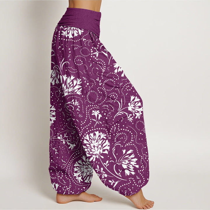 Buddha Stones Casual Floral Vine Plant Pattern Women's Elastic Waist Harem Pants - image 8