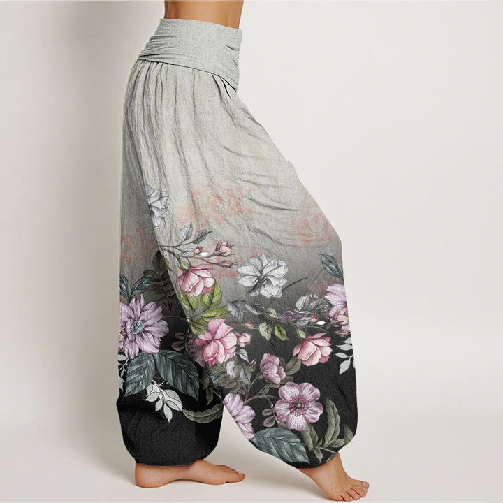 Buddha Stones Casual Gradient Petals Leaves Pattern Women's Elastic Waist Harem Pants - image 8