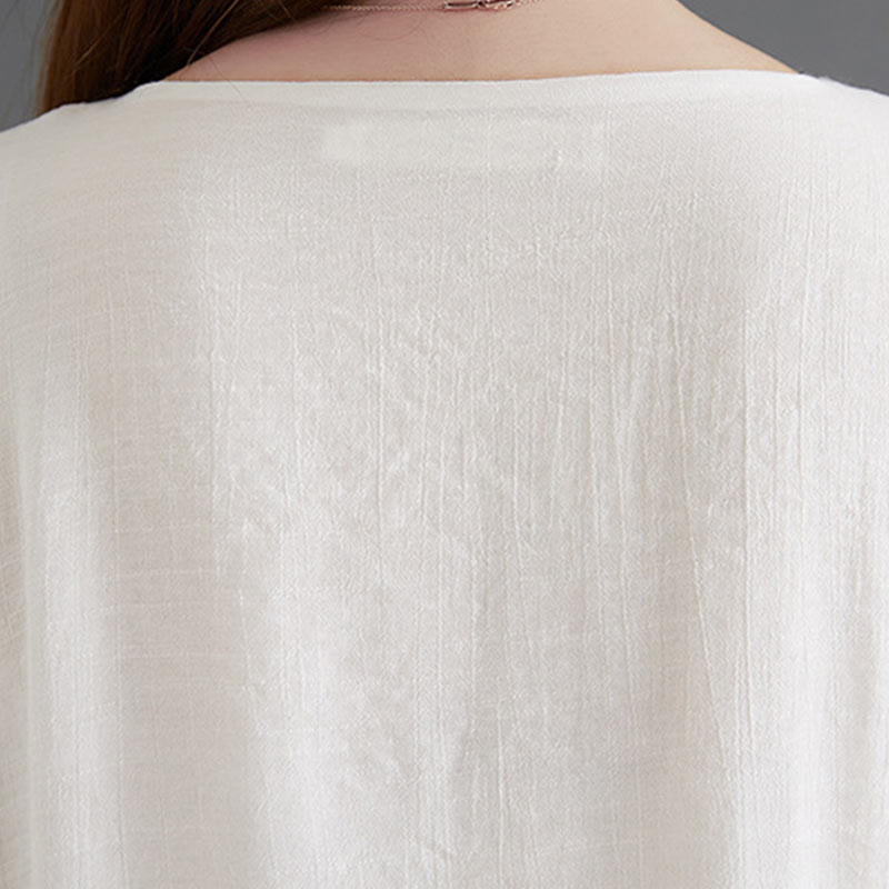 Buddha Stones 2Pcs Beige Chinese Frog-Button Design Long Sleeve Shirt Top Pants Meditation Zen Tai Chi Cotton Linen Clothing Women's Set - image 10