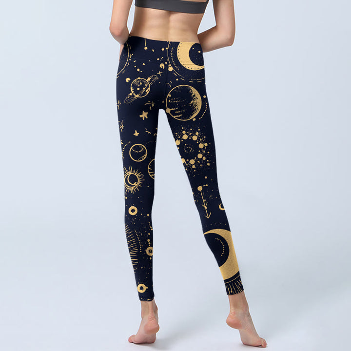 Buddha Stones Moon Star Universepattern Print Gym Leggings Women's Yoga Pants - image 6