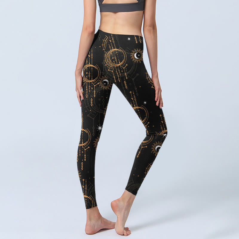 Buddha Stones Moon Star Constellation Print Gym Leggings Women's Yoga Pants - image 3