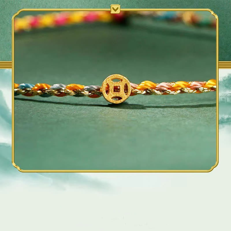 Buddha Stones Colorful Rope Luck Coin Bead Abundance Extra Thin Braided Bracelet - image 6